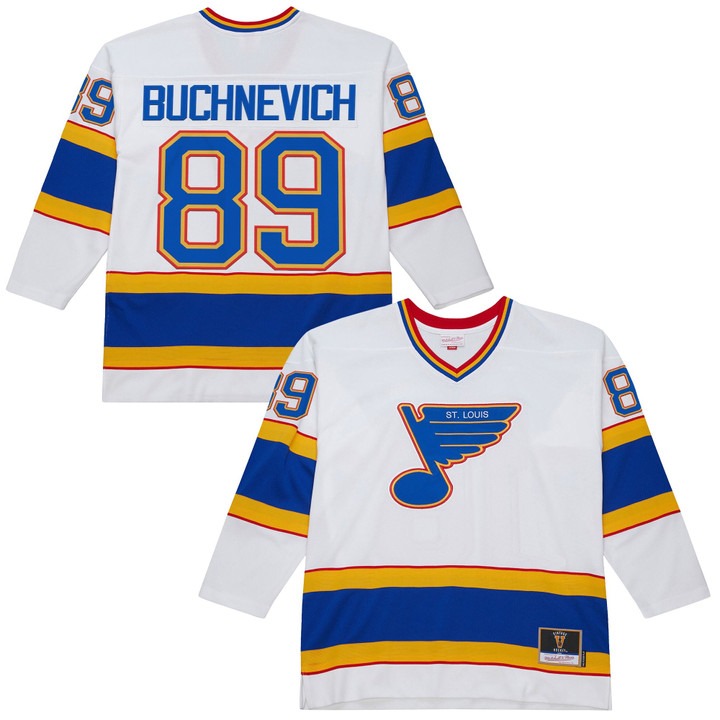 Men's St. Louis Blues #89 Pavel Buchnevich White Vintage 1990-91 Power Play Stitched Jersey