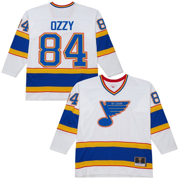 Men's St. Louis Blues #84 Ozzy Osbourne White Vintage 1990-91 Power Play Stitched Jersey
