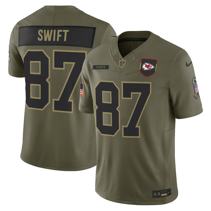 Men's Kansas City Chiefs #87 Taylor Swift Olive F.U.S.E. 2025 Salute to Service Vapor Limited Stitched Jersey