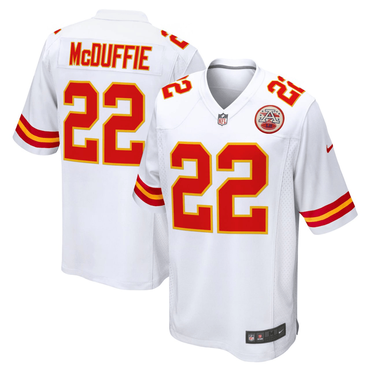 Men's Kansas City Chiefs #22 Trent McDuffie White Stitched Game Jersey