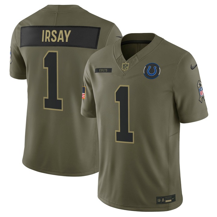 Men's Indianapolis Colts #1 Jim Irsay Olive F.U.S.E. 2025 Salute to Service Vapor Limited Stitched Jersey