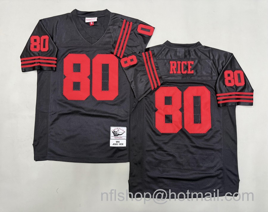 Men's San Francisco 49ers #80 Jerry Rice Black 1994 Mitchell & Ness Jersey