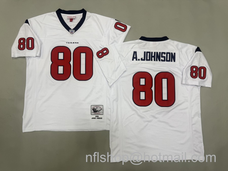 Men's Houston Texans #80 Ander Johnson White 2008 Mitchell & Ness NFL Jersey