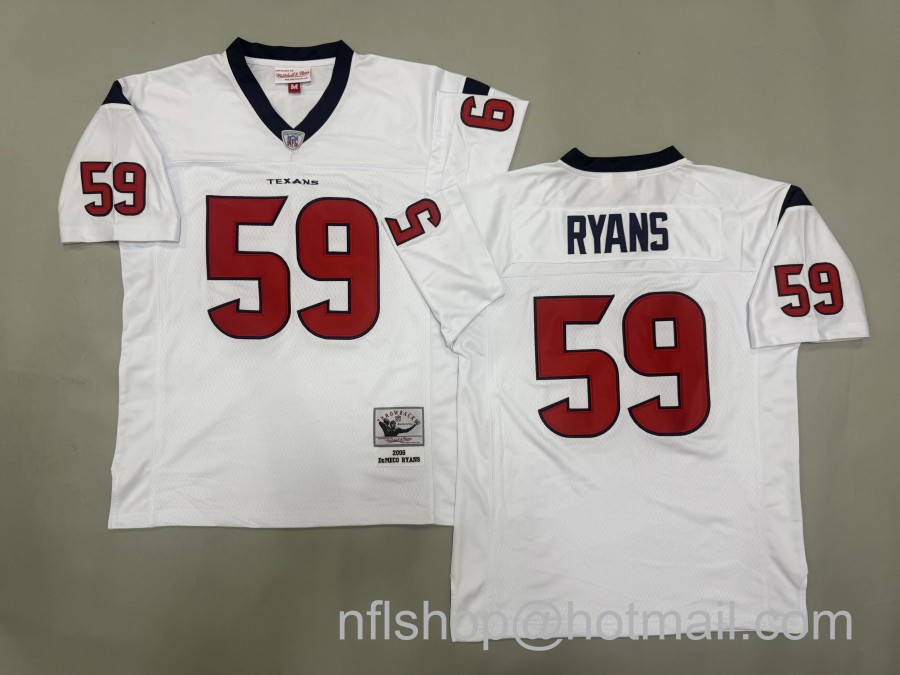 Men's Houston Texans #59 DeMeco Ryans White 2006 Mitchell & Ness NFL Jersey
