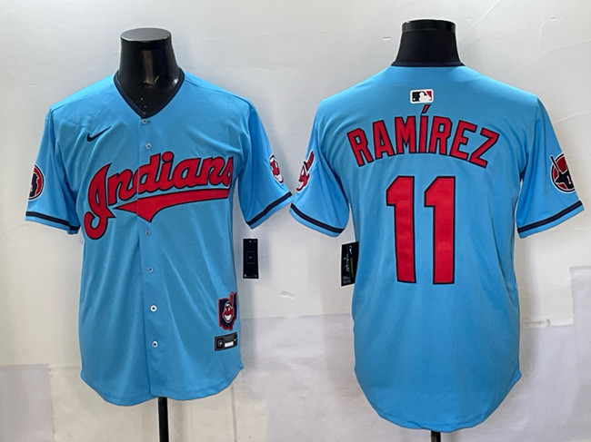 Men's Cleveland Guardians #11 Jose Ramirez Blue Vapor Premier Limited Stitched Baseball Jersey