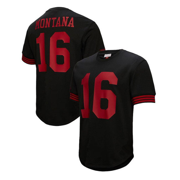 Men's San Francisco 49ers #16 Joe Montana Black Stitched Football Jersey