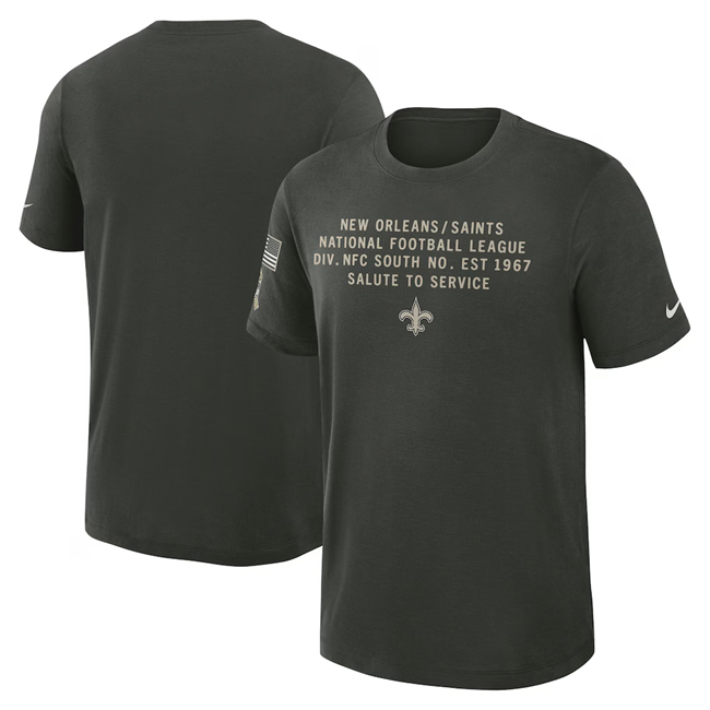Men's New Orleans Saints Dark Green 2025 Salute to Service Sideline Slub Dri-FIT T-Shirt Men's New Orleans Saints Dark Green 2025 Salute to Service Sideline Slub Dri-FIT T-Shirt