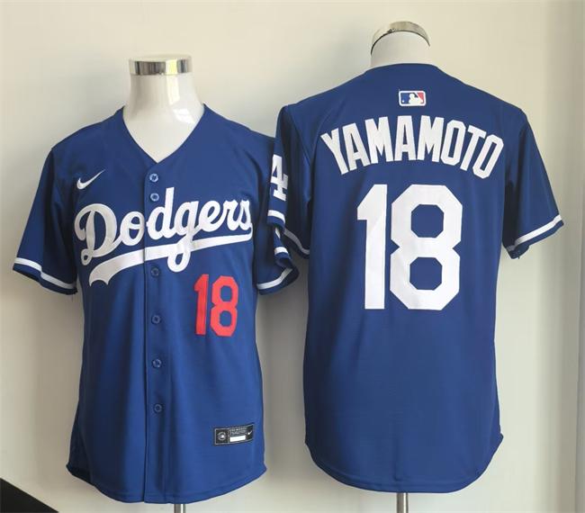 Men's Los Angeles Dodgers #18 Yoshinobu Yamamoto Royal Limited Stitched Baseball Jersey