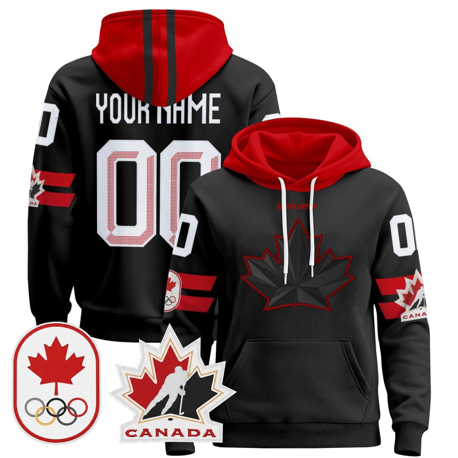 BAUER x 2026 Canada Olympic Custom Stitched Pullover Hoodie Black