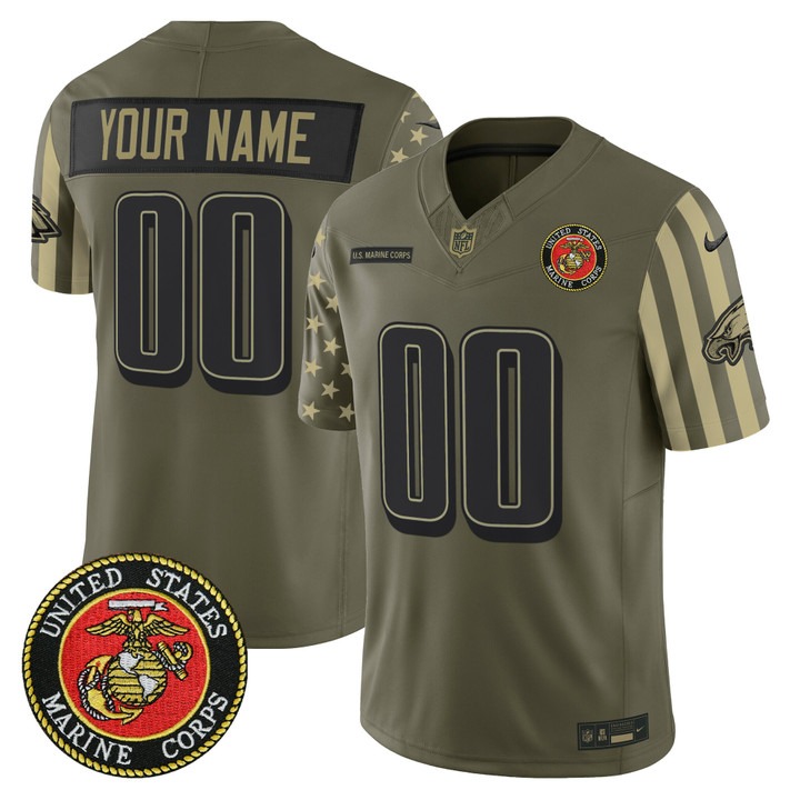 Men's Philadelphia Eagles x U.S. Military Veteran Marines F.U.S.E. Vapor Limited Custom Stitched Jersey