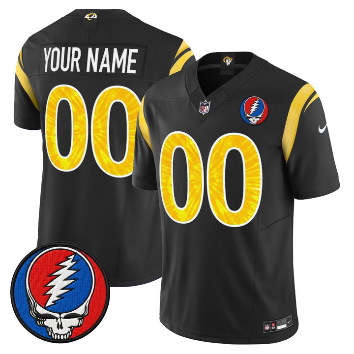 Men's Los Angeles Rams x Grateful Dead Custom Black F.U.S.E. Vapor Limited Stitched Jersey