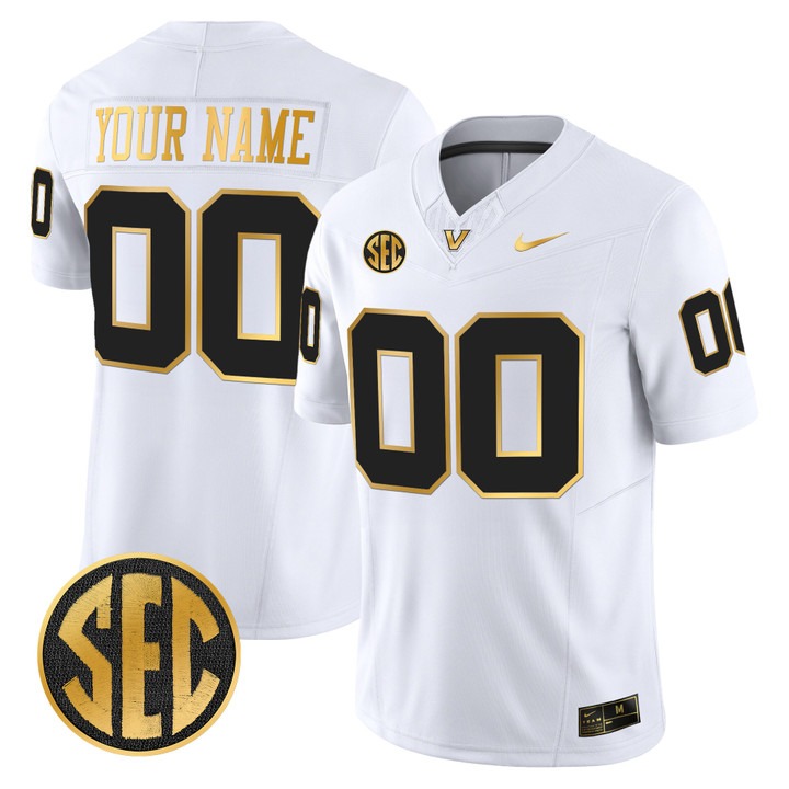 Men's Vanderbilt Commodores Custom 2025 White Gold F.U.S.E. Vapor Limited Stitched Football Jersey