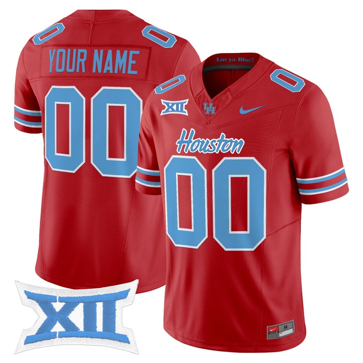 Men's Houston Cougars Custom  2025 Oilers Inspired F.U.S.E. Vapor Limited Stitched Football Jersey Red Men's Houston Cougars Custom  2025 Oilers Inspired F.U.S.E. Vapor Limited Stitched Football Jersey Red