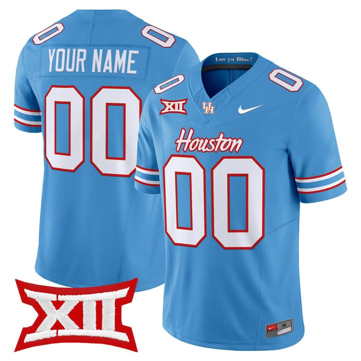 Men's Houston Cougars Custom  2025 Oilers Inspired F.U.S.E. Vapor Limited Stitched Football Jersey Light Blue Men's Houston Cougars Custom  2025 Oilers Inspired F.U.S.E. Vapor Limited Stitched Football Jersey Light Blue