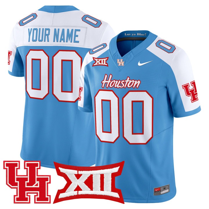 Men's Houston Cougars Custom  2025 Oilers Inspired F.U.S.E. Vapor Limited Stitched Football Jersey Alternate Men's Houston Cougars Custom  2025 Oilers Inspired F.U.S.E. Vapor Limited Stitched Football Jersey Alternate
