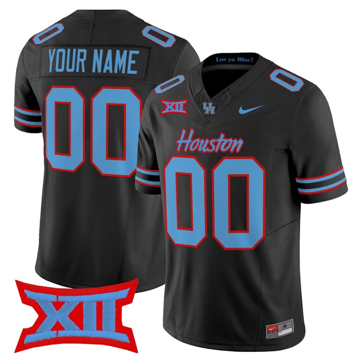 Men's Houston Cougars Custom  2025 Oilers Inspired F.U.S.E. Vapor Limited Stitched Football Jersey Black Men's Houston Cougars Custom  2025 Oilers Inspired F.U.S.E. Vapor Limited Stitched Football Jersey Black