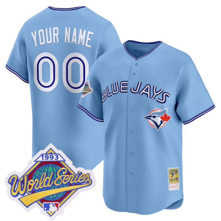 Men's Toronto Blue Jays Custom 1993 World Series Throwback Edition Stitched Jersey Powder Blue
