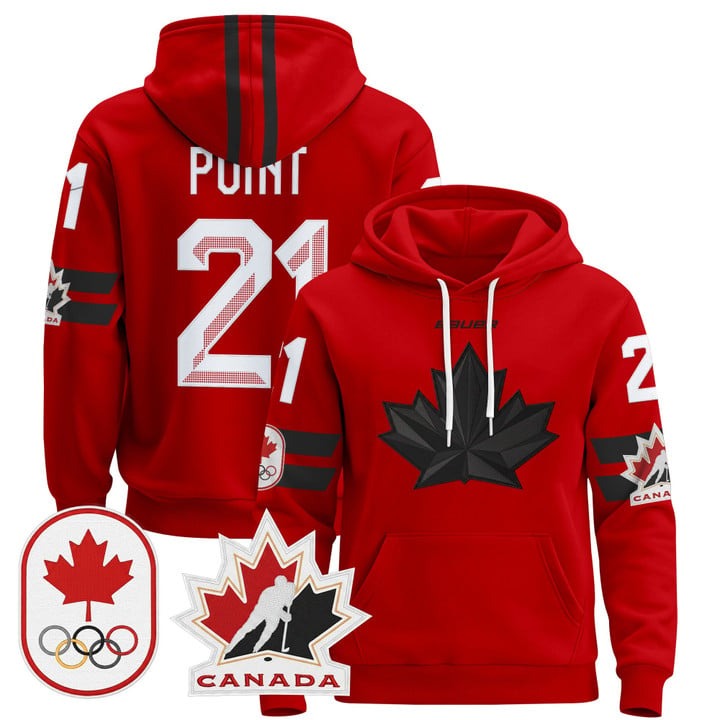 Men's BAUER x 2026 Olympic Canada #21 Brayden Point Red Stitched Pullover Hoodie