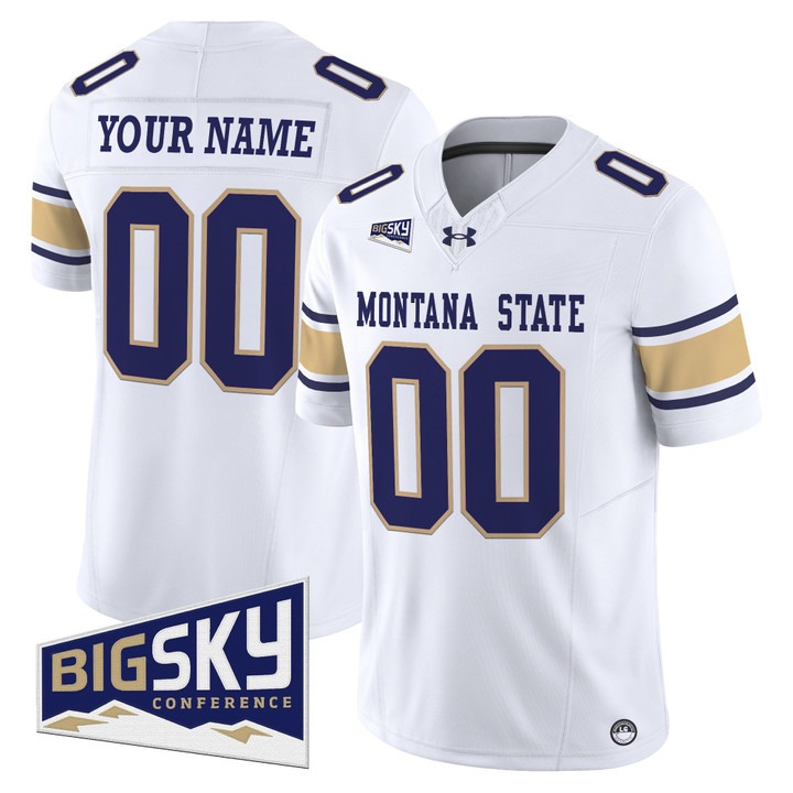 Men's Montana State Bobcats Football Custom 2025 Vapor Limited Stitched Jersey White