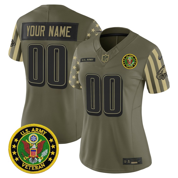 Women's Philadelphia Eagles x U.S. Military Veteran Army F.U.S.E. Vapor Limited Custom Stitched Jersey