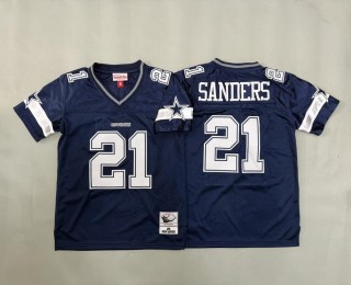 Youth Dallas Cowboys #21 Deion Sanders Navy 1996 Throwback Stitched Jersey