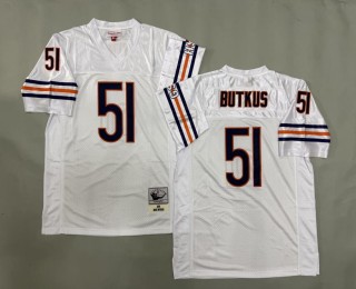 Men's Chicago Bears #51 Dick Butkus White 1970 Throwback Stitched Jersey