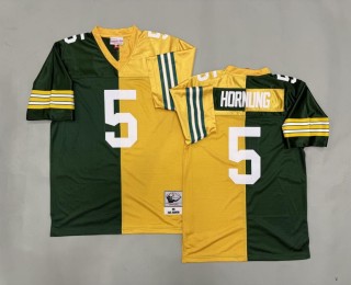 Men's Green Bay Packers #5 Paul Hornung Split 1961 Throwback Stitched Jersey