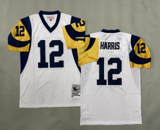 Men's Los Angeles Rams #12 James Harris White 1974 Throwback Stitched Jersey
