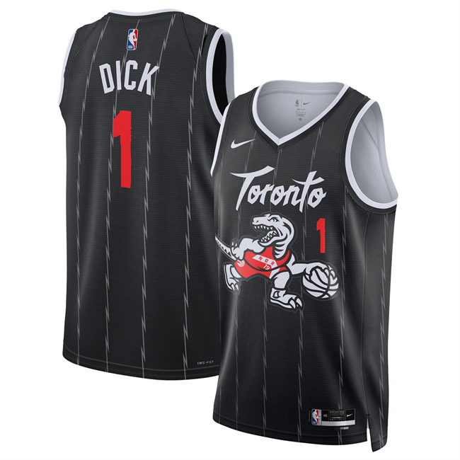 Men's Toronto Raptors #1 Gradey Dick 2025-26 City Edition Stitched Jersey Black