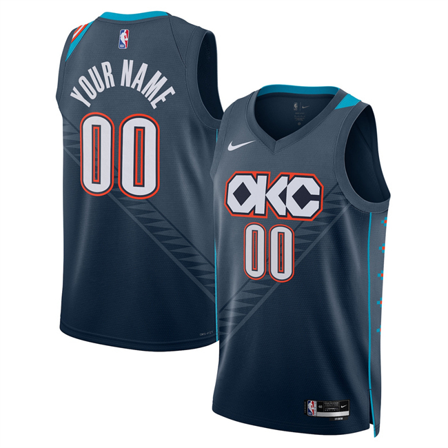 Men's Oklahoma City Thunder Custom Navy 2025-26 City Edition Stitched Basketball Jersey