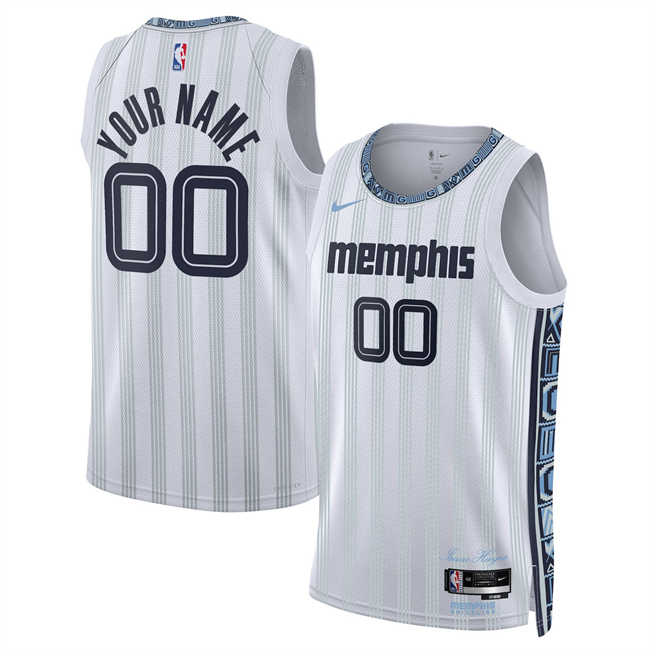 Men's Memphis Grizzlies Custom White 2025-26 City Edition Stitched Basketball Jersey