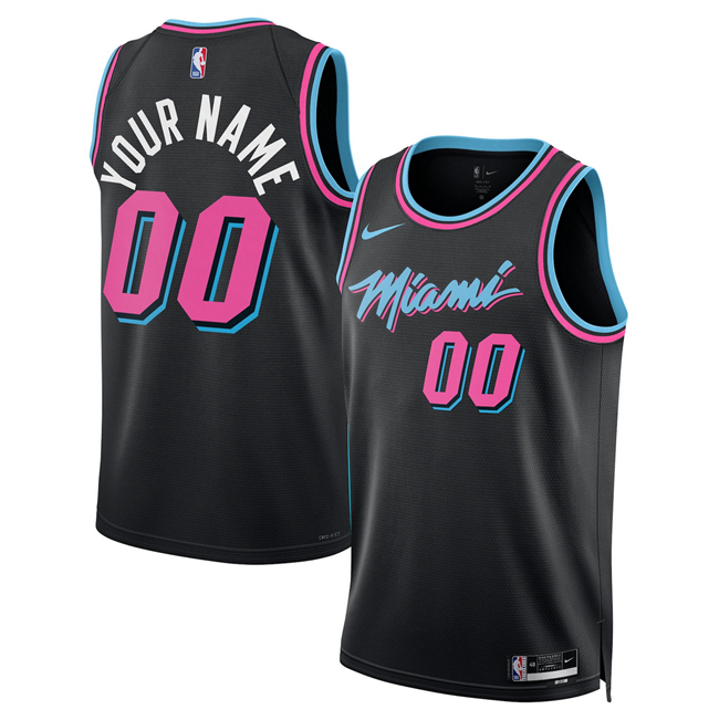 Men's Miami Heat Custom Black 2025-26 City Edition Stitched Basketball Jersey