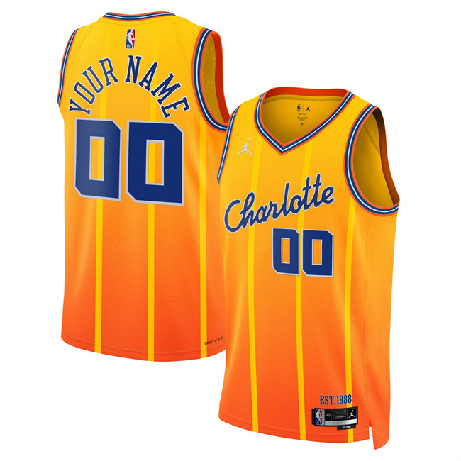 Men's Charlotte Hornets Active Playe Custom Orange 2025-26 City Edition Stitched Basketball Jersey
