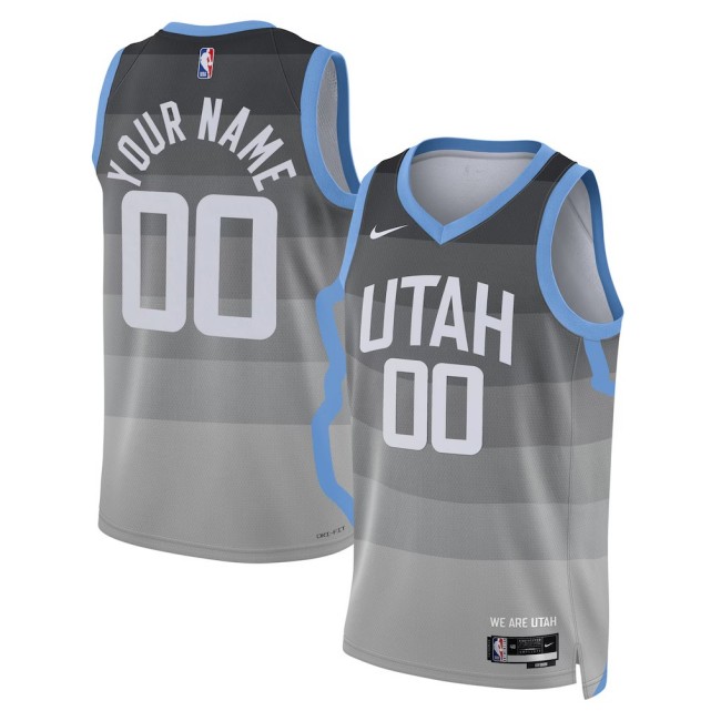 Men's Utah Jazz Custom Grey Nike NBA 2025-26 City Edition Swingman Stitched Jersey