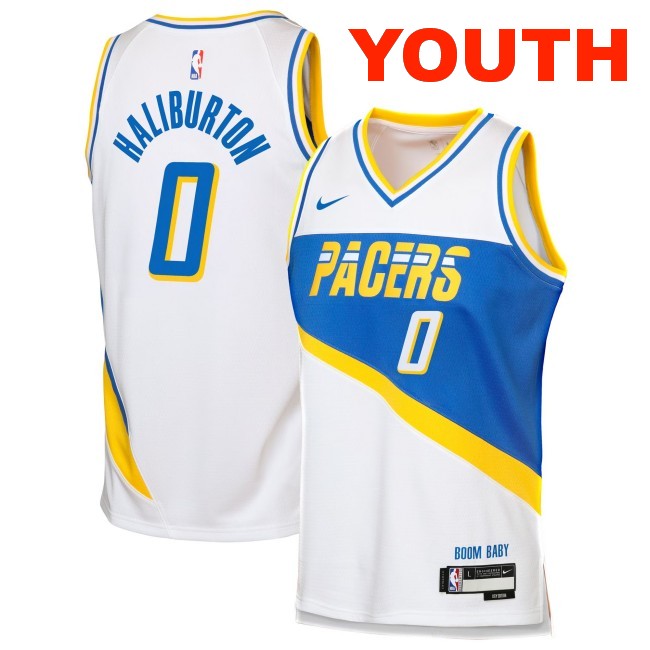Youth Indiana Pacers #0 Tyrese Haliburton White 2025-26 City Edition Swingman Stitched Jersey