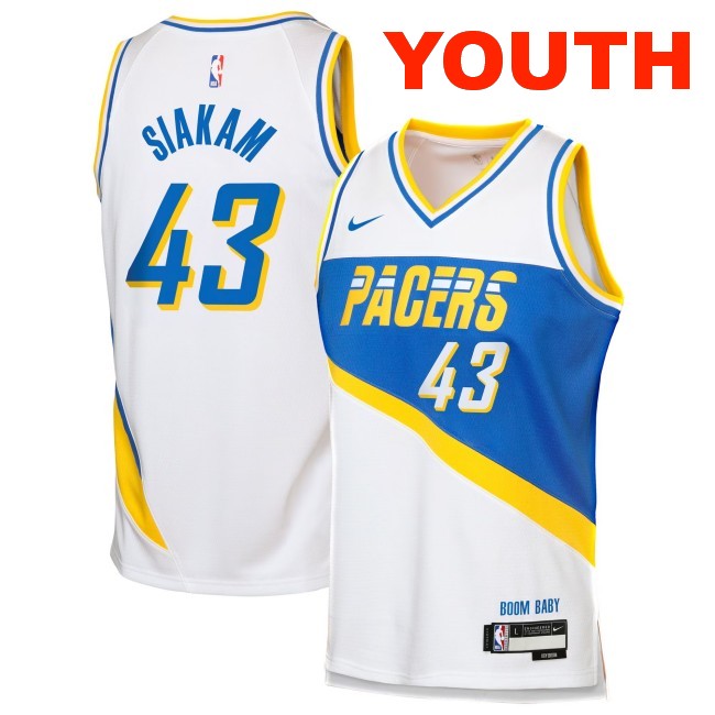 Youth Indiana Pacers #43 Pascal Siakam White 2025-26 City Edition Swingman Stitched Jersey