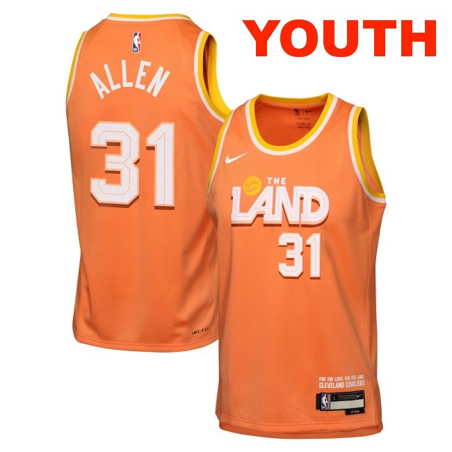 Youth Cleveland Cavaliers #31 Jarrett Allen Orange 2025-26 City Edition Swingman Stitched Jersey