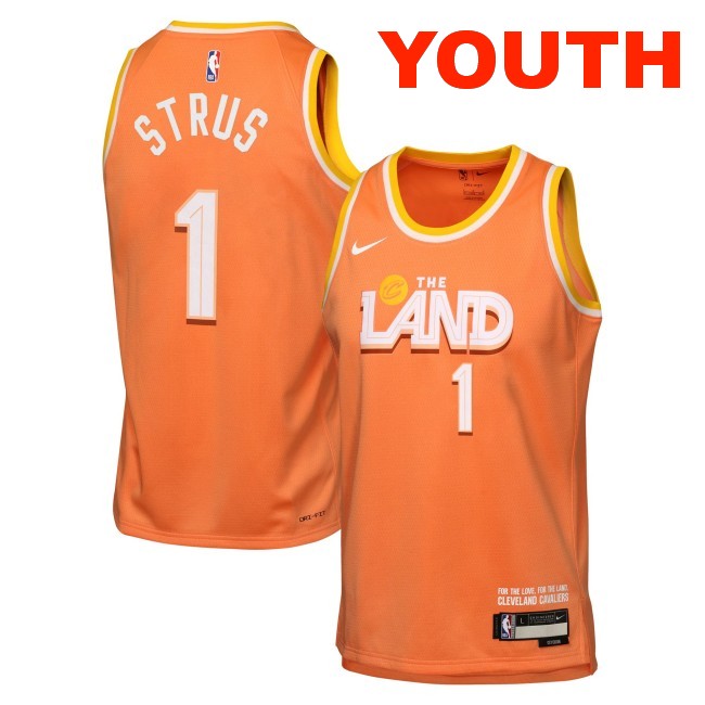 Youth Cleveland Cavaliers #1 Max Strus Orange 2025-26 City Edition Swingman Stitched Jersey