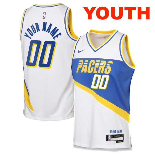 Youth Indiana Pacers Custom Nike White 2025-26 City Edition Swingman Stitched Jersey