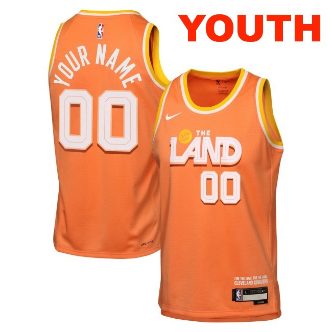Youth Cleveland Cavaliers Custom Nike Orange 2025-26 City Edition Swingman Stitched Jersey