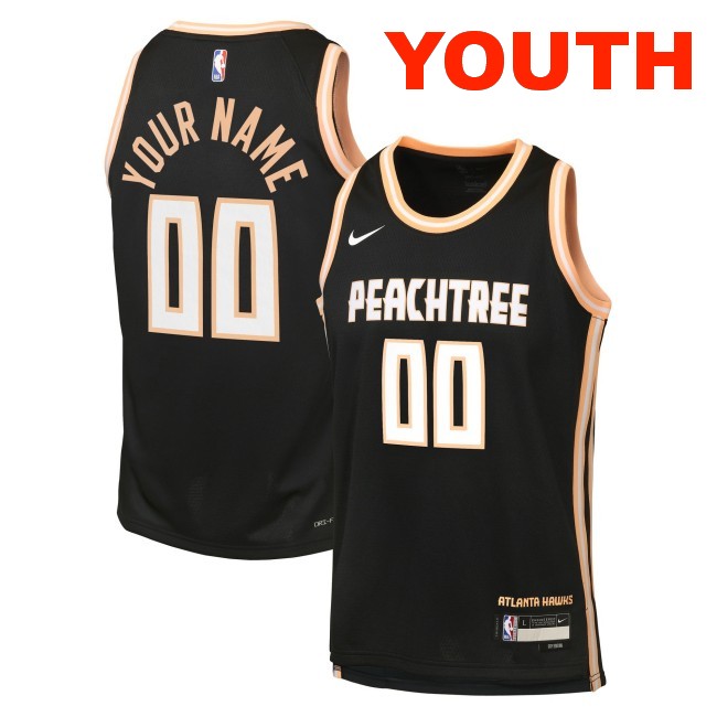 Youth Atlanta Hawks Custom Black Nike 2025-26 City Edition Swingman Stitched Jersey
