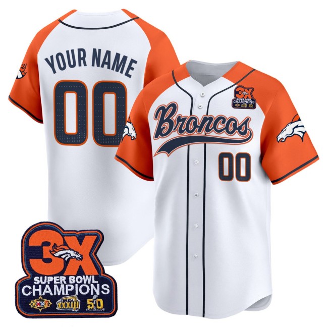 Nike Denver Broncos Baseball Custom Orange Alternate 3X-SBC Patch 2025 Limited Stitched Jersey