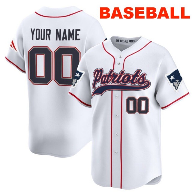 New England Patriots Baseball Custom White 2025 Nike Limited Stitched Jersey
