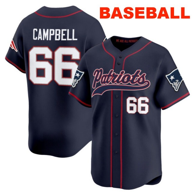 Men's New England Patriots #66 Will Campbell Navy 2025 Baseball Nike Limited Stitched Jersey