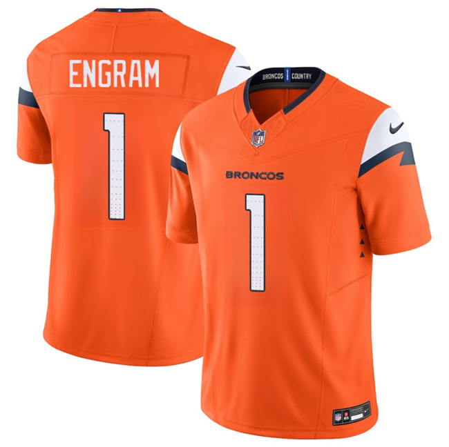 Men's Denver Broncos #1 Evan Engram Orange 2025 F.U.S.E. Vapor Limited Stitched Football Jersey