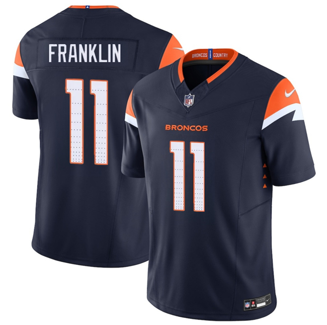 Men's Denver Broncos #11 Troy Franklin Navy F.U.S.E. Vapor Limited Stitched Football Jersey