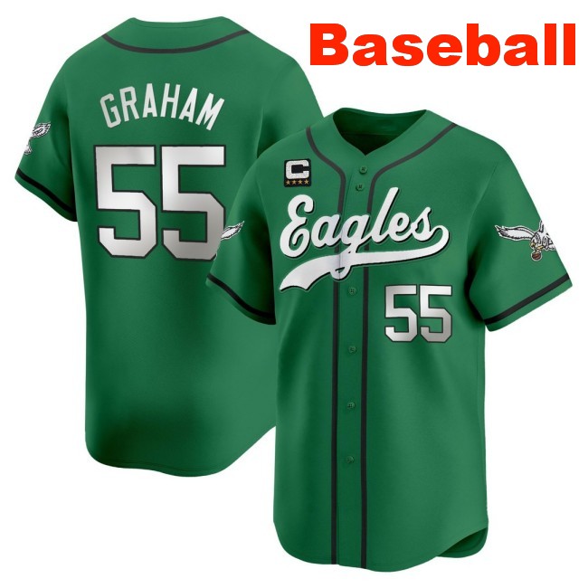 Men's Philadelphia Eagles #55 Brandon Graham Baseball Kelly Green 2025 Nike Limited Stitched Jersey