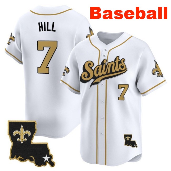 Men's New Orleans Saints #7 Taysom Hill Baseball 2025 Nike Limited Stitched Jersey White