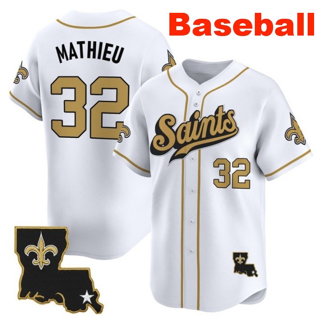 Men's New Orleans Saints #32 Tyrann Mathieu Baseball 2025 Nike Limited Stitched Jersey White