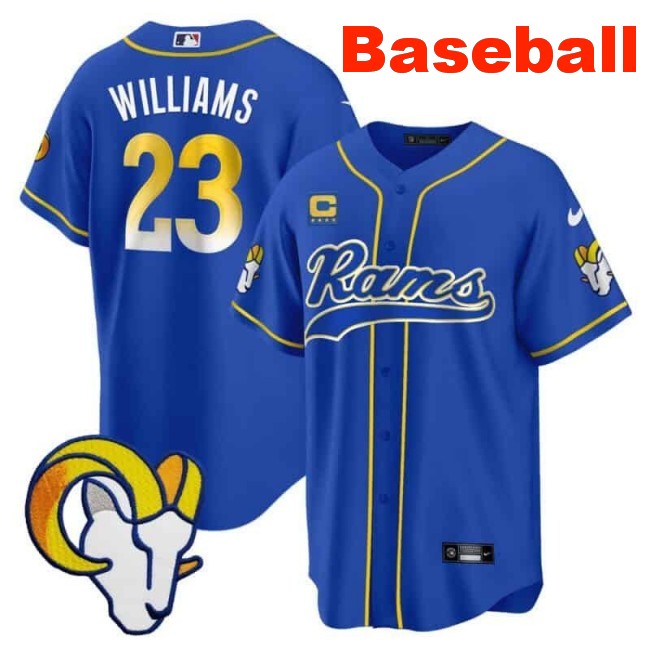Men's Los Angeles Rams #23 Kyren Williams Baseball Royal Nike Limited Stitched Jersey